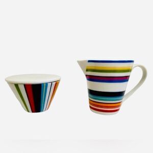 NEW DKNY Lenox Ceramic Cream Sugar Retro Set Bright Colors